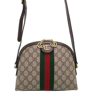 Gucci Ophidia Shoulder Bag Beige Ebony GG Supreme Canvas Brown